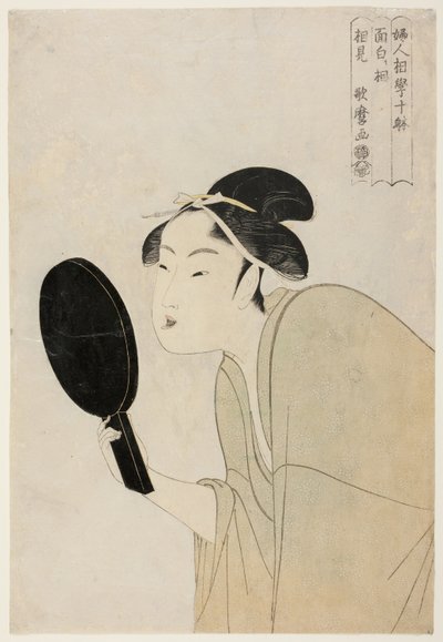 Il tipo interessante (Omoshiroki so), dalla serie "Dieci tipi nello studio fisiognomico delle donne" ("Fujin sogaku juttai") da Kitagawa Utamaro