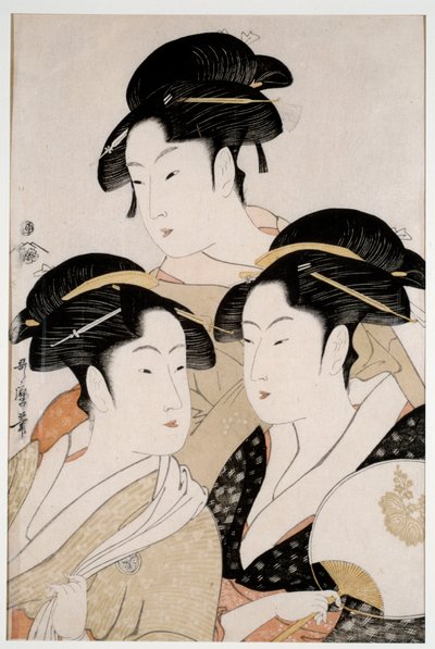 Tre bellezze del nostro tempo. Stampa giapponese di Utamaro Kitagawa (1753 - 1806) stile Ukiyo-E, circa 1794. Parigi, Museo Guimet da Kitagawa Utamaro