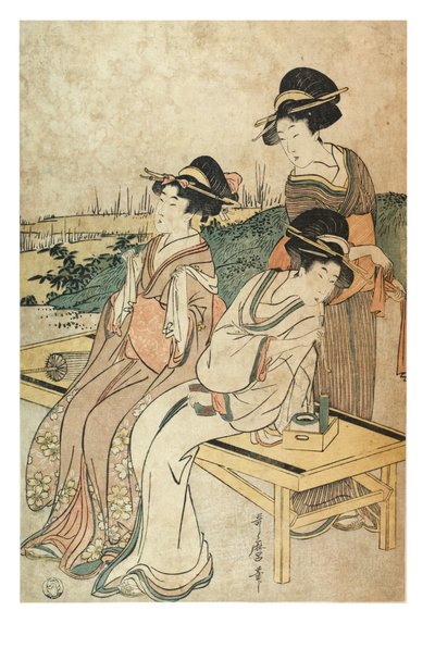 Tre donne nel paesaggio, a riposo da Kitagawa Utamaro