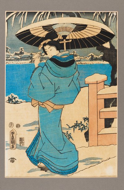 Stampa Ukiyo-e - Una donna che tiene un pettine da Kitagawa Utamaro