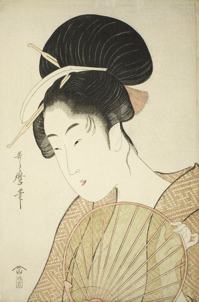 Donna con ventaglio rotondo, c.1797 da Kitagawa Utamaro