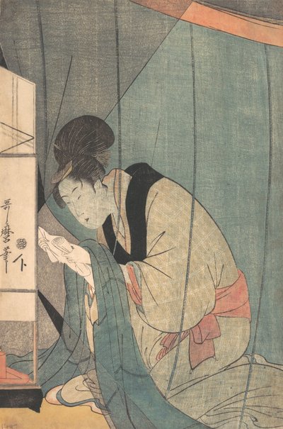 Donna che legge una lettera sotto una zanzariera, ca. 1798 da Kitagawa Utamaro