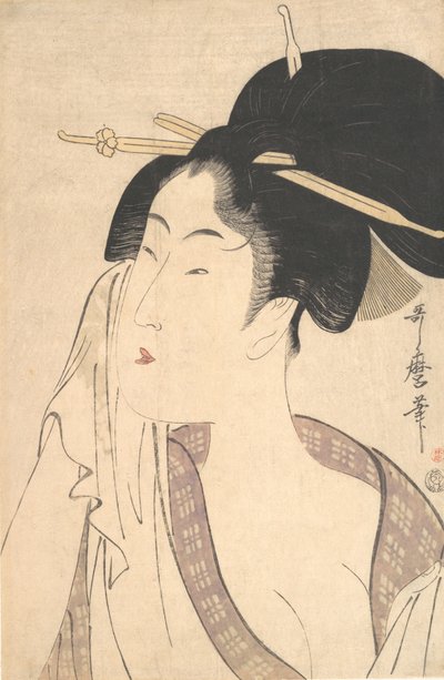 Donna che si Rilassa dopo il Bagno da Kitagawa Utamaro