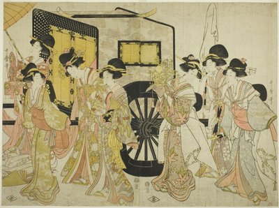 Donne che imitano una processione imperiale da Kitagawa Utamaro