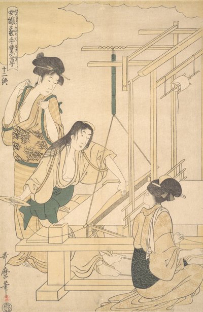 Donne che tessono seta, ca. 1800 da Kitagawa Utamaro