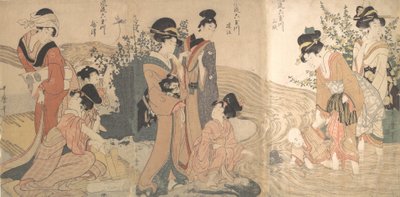 Donne e bambini sulle rive di un ruscello, fine XVIII-inizio XIX secolo da Kitagawa Utamaro