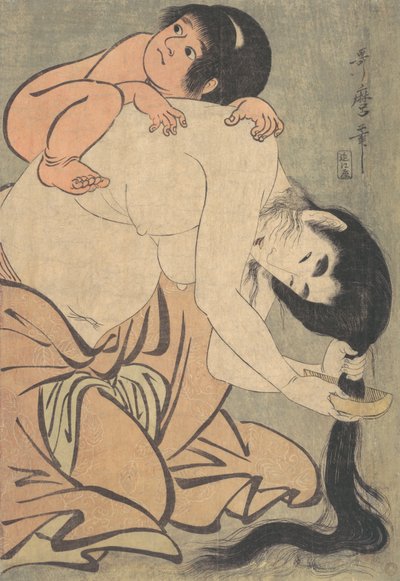 Yamauba si pettina i capelli e Kintoki da Kitagawa Utamaro
