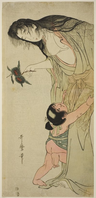 Yamauba che tiene castagne mentre Kintaro le raggiunge, c.1804-5 da Kitagawa Utamaro