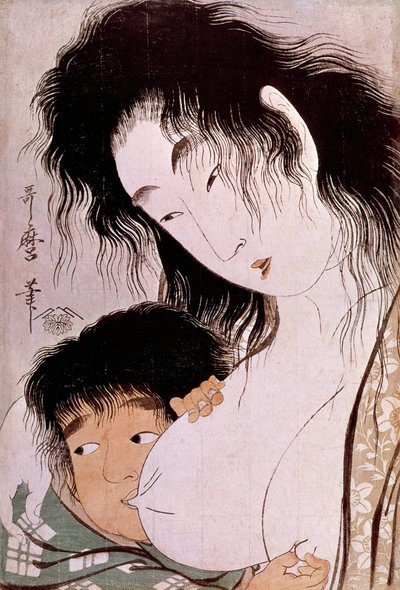 Yamauba e Kintaro: la tetee Stampa giapponese di Utamaro Kitagawa da Kitagawa Utamaro