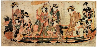 Hanami, osservazione dei fiori di ciliegio, inizio XIX secolo da Kitagawa Utamaro II
