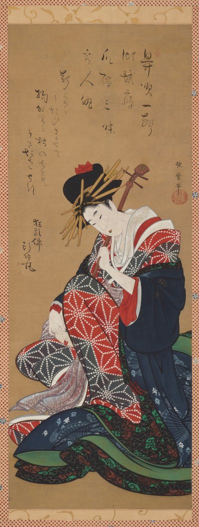 Suonatore di Shamisen, periodo Edo, fine XVIII-inizio XIX secolo da Kitagawa Utamaro II