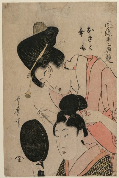 Gli Amanti Okiku e Kozuke (dalla serie Un Elegante Confronto di Caratteristiche Affascinanti) da Kitagawa Utamaro II