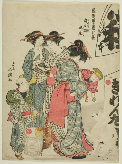Godersi la frescura serale a Hirokoji, dalla serie "Otto vedute contemporanee di Ryogoku" da Kitao Masanobu