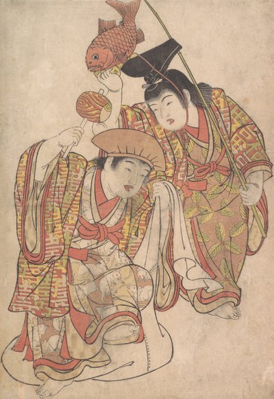 Ragazzi travestiti da Daikoku ed Ebisu, ca. 1780 da Kitao Shigemasa