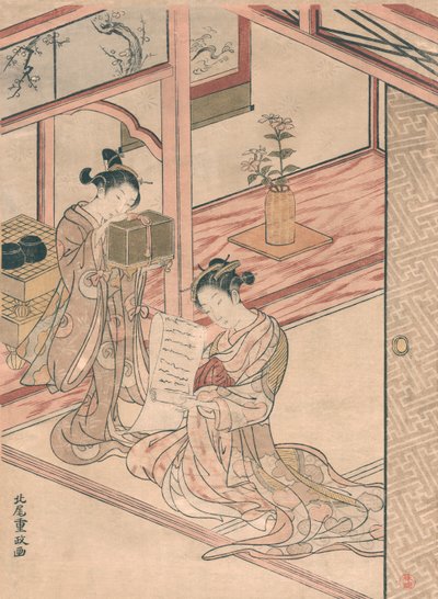 Cortigiana e Giovane Assistente in un Salotto di Kitao Shigemasa da Kitao Shigemasa
