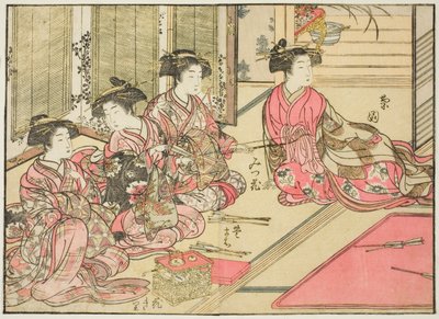Cortigiane di Kiriya, dal libro "Specchio delle belle donne dei quartieri del piacere (Seiro bijin awase sugata kagami)," vol. 2 da Kitao Shigemasa