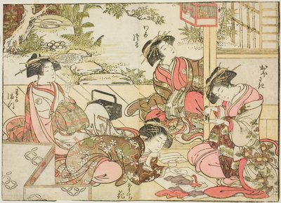 Cortigiane di Otawaraya, dal libro "Specchio delle belle donne dei quartieri del piacere (Seiro bijin awase sugata kagami)," vol. 2 da Kitao Shigemasa