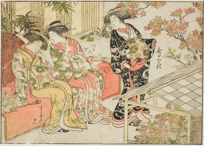 Cortigiane di Tsuruya, dal libro "Specchio delle belle donne dei quartieri del piacere (Seiro bijin awase sugata kagami)," vol. 2 da Kitao Shigemasa