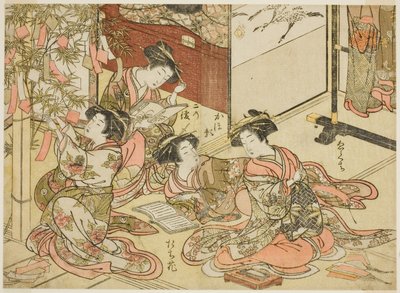 Cortigiane di Shin Kanaya, dalla serie Specchio delle belle donne dei quartieri del piacere, vol. 2 da Kitao Shigemasa