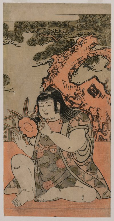 Bambola che suona un tamburo a mano da Kitao Shigemasa