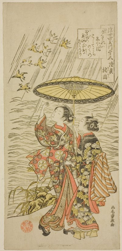 N. 5: Fiume Noda nella provincia di Mutsu, dalla serie "Sei fiumi gioiello del mondo fluttuante (Ukiyo Mu Tamagawa)" da Kitao Shigemasa