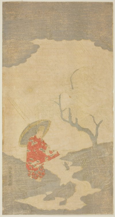Ono no Tofu osserva una rana che salta da Kitao Shigemasa