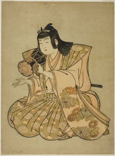 Il suonatore di tamburo a mano, da una serie senza titolo di cinque musicisti da Kitao Shigemasa
