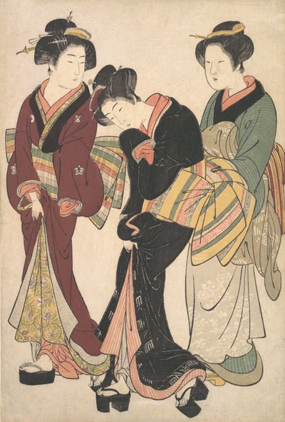 Due geishe e una cameriera, ca. 1790 da Kitao Shigemasa