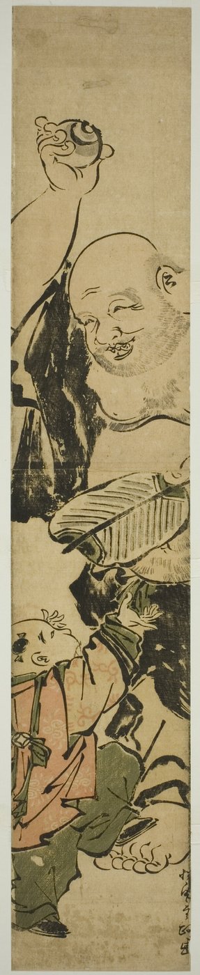 Giovane ragazzo che implora Hotei da Kitao Shigemasa