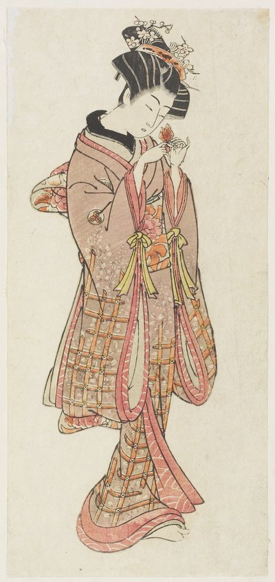 Giovane donna che esamina una ciliegia di terra da Kitao Shigemasa