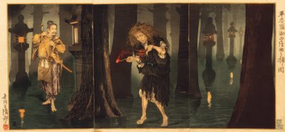 Taira no Tadamori incontra il prete di Mido da Kiyochika Kobayashi