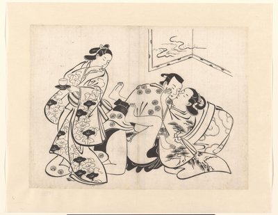 Coppia che si Bacia con Ragazza che Guarda Indietro da Kiyonobu (I) , Torii