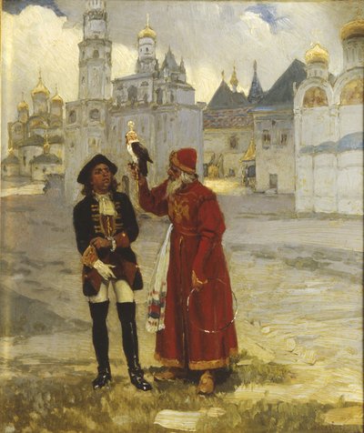 Giovane Pietro I e il suo falcone da Klavdi Vasilyevich Lebedev