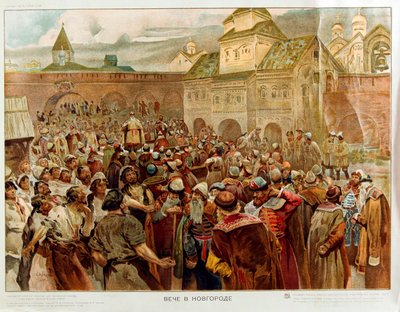 Novgorod - Il Veche nella repubblica di Novgorod (1136-1478) - Opera di Klavdi Vasilyevich Lebedev (1852-1916) da Klavdiy Vasilievich Lebedev