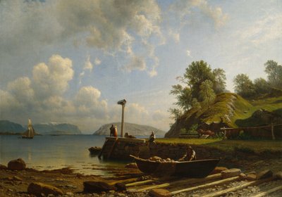 Paesaggio costiero con case da Knud Andreassen Baade