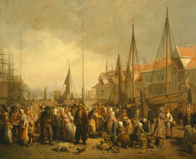 Mercato del pesce a Bergen da Knud Bergslien