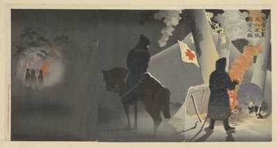 Affrontando il freddo, le nostre truppe si accampano a Yingkou da Kobayashi Kiyochika