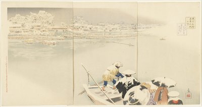 Febbraio: Collina Matsuchiyanma al crepuscolo nella neve, marzo 1896 da Kobayashi Kiyochika