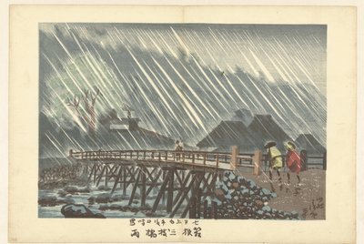 Pioggia a Sanmaibashi a Hakone da Kobayashi Kiyochika