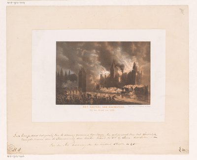 Incendio nel Castello di Haamstede da Koninklijke Nederlandse Steendrukkerij van C.W. Mieling