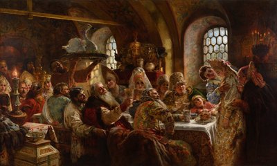 OKSEAS Quadro Su Tela 60x90 Cm: La Domenica Sera In Un Villaggio Russo Di Makovsky – Stampa D'Arte Famosa Per Decorazione Corridoio - 2