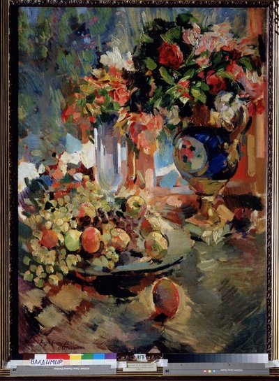 Natura morta con vaso blu da Konstantin Alekseevich Korovin