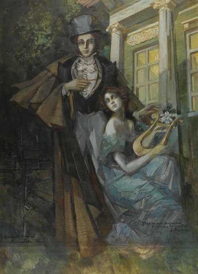 Ritratto di Aleksandr Puškin (1799-1837) e la sua musa, dipinto di Konstantin Korovin (1861-1939) 1930 da Konstantin Alekseevich Korovin
