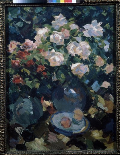 Rose in un vaso blu da Konstantin Alekseevich Korovin