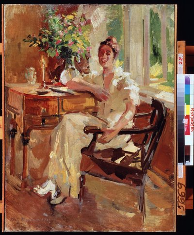 Una donna in poltrona da Konstantin Alekseevich Korovin