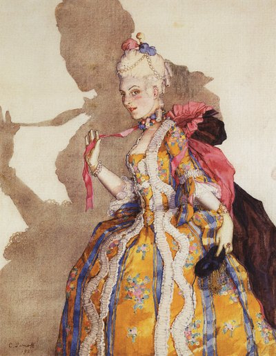 Costume per marchesa, interpretato da Tamara Karsavina da Konstantin Andreevic Somov