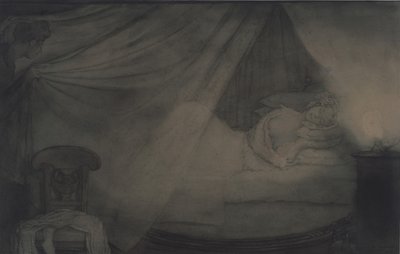 Nella camera da letto. Illustrazione per la poesia Conte Nulin di A. Pushkin da Konstantin Andreevic Somov