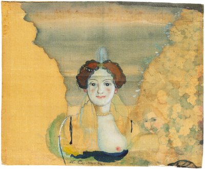 Giovane donna con un giardino oltre da Konstantin Andreyevich Somov