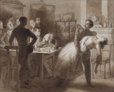 Illustrazione alla poesia La moglie del tesoriere di Tambov di M. Lermontov, 1862 da Konstantin Dmitrievich Flavitski