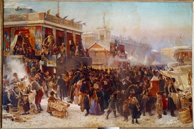 Balladins sulla Piazza Admiraut a San Pietroburgo Spettacolo teatrale di strada da Konstantin Egorovich Makovsky